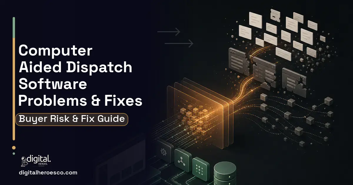 Computer Aided Dispatch Software workflow illustration showing common problems and fixes.