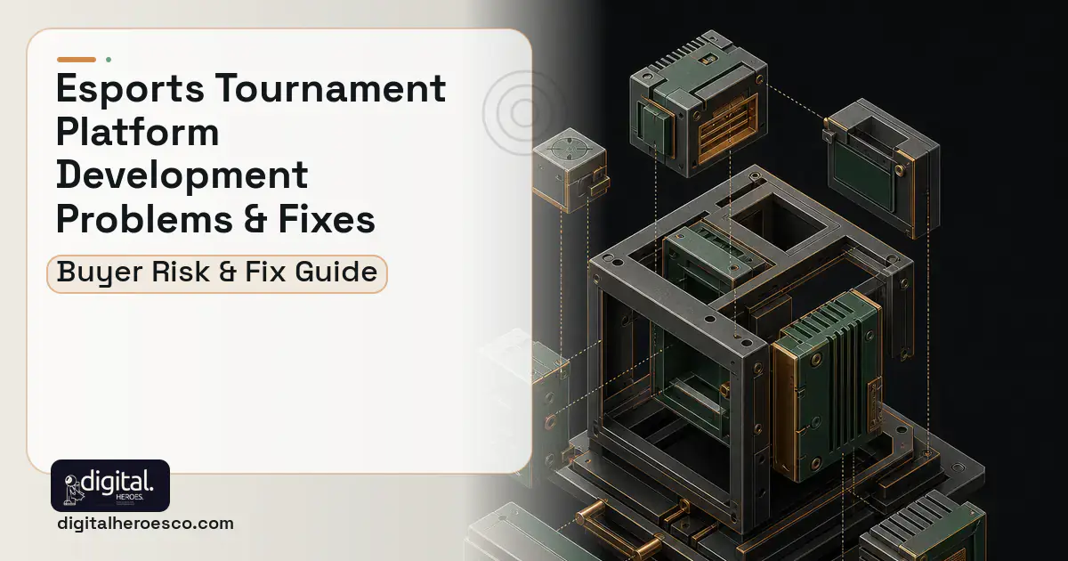 Esports Tournament Platform Development software overview illustration showing common problems and fixes.