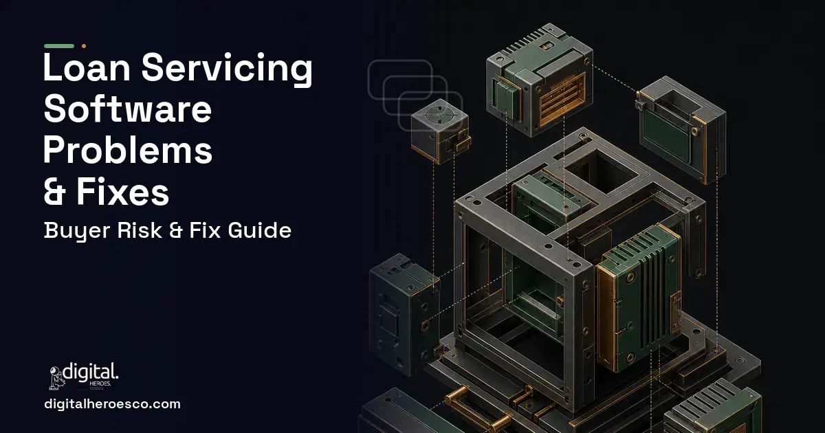 Loan Servicing Software software overview illustration showing common problems and fixes.