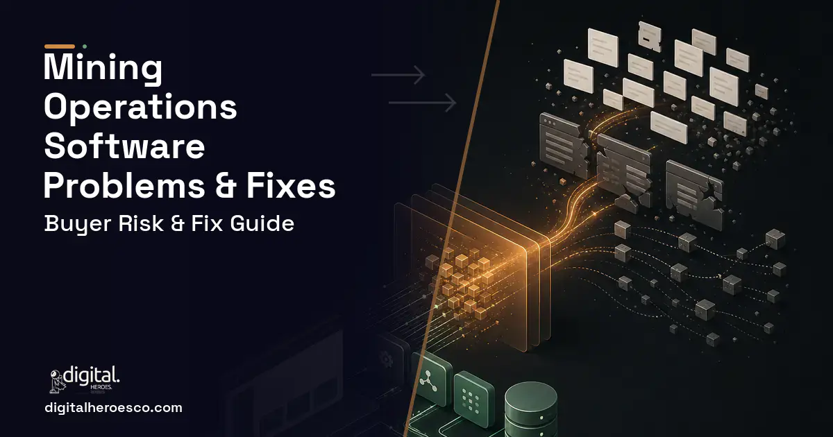 Mining Operations Software workflow illustration showing common problems and fixes.