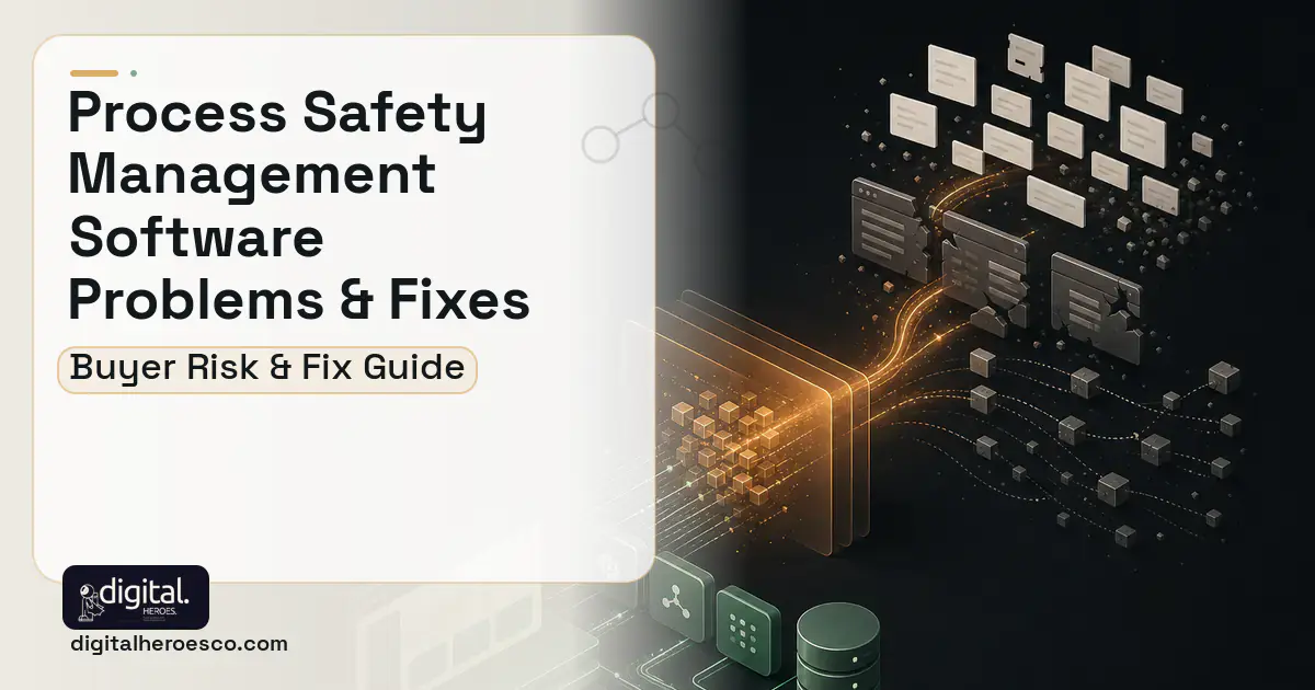 Process Safety Management Software workflow illustration showing common problems and fixes.