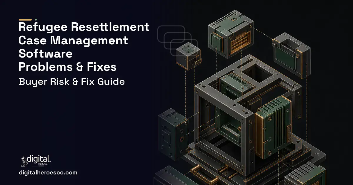 Refugee Resettlement Case Management Software software overview illustration showing common problems and fixes.
