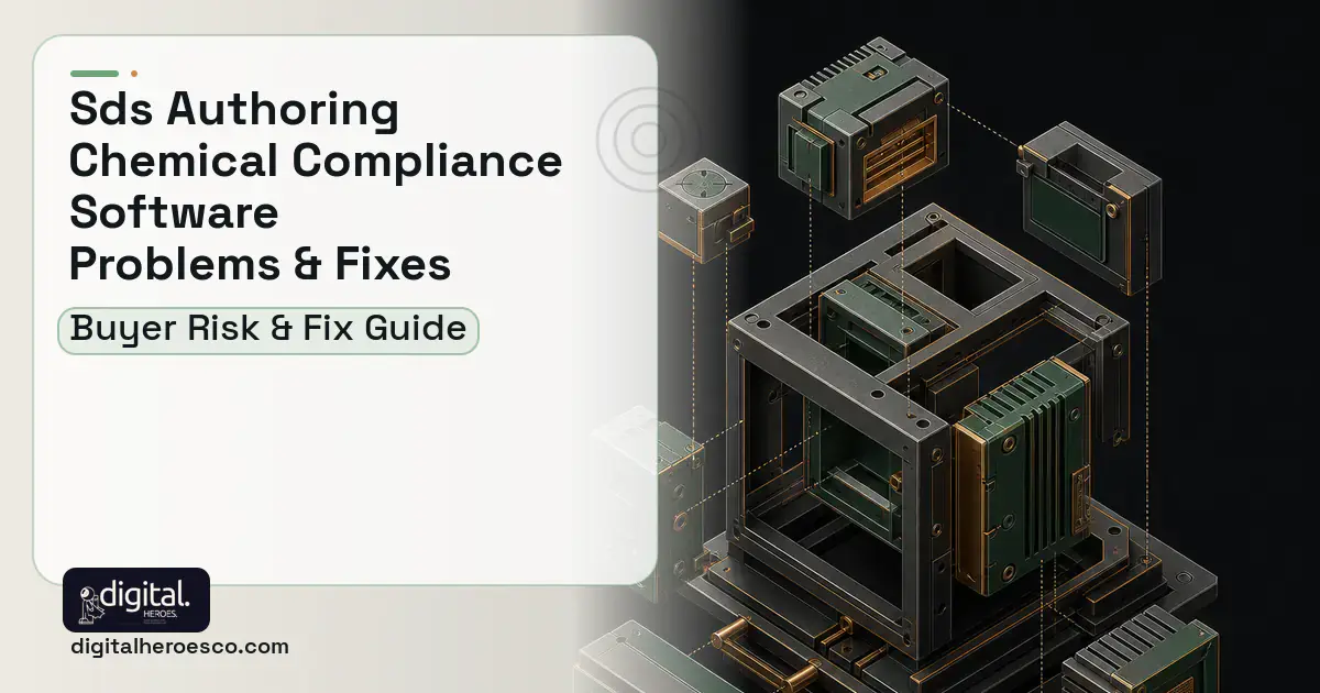 SDS Authoring Chemical Compliance Software software overview illustration showing common problems and fixes.
