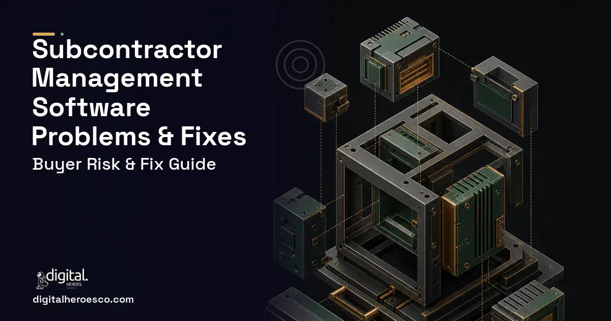 Subcontractor Management Software software overview illustration showing common problems and fixes.