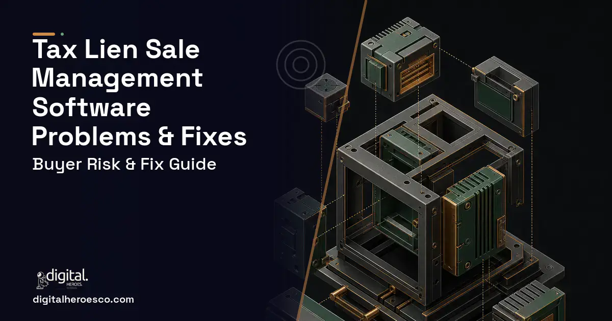 TAX Lien Sale Management Software software overview illustration showing common problems and fixes.