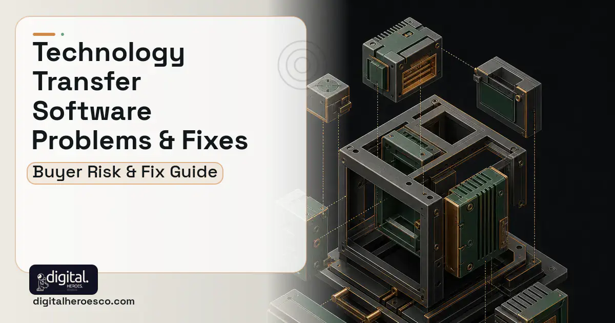 Technology Transfer Software software overview illustration showing common problems and fixes.