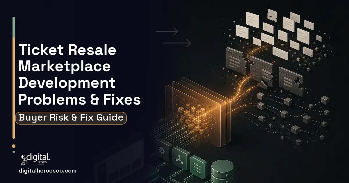 Ticket Resale Marketplace Development workflow illustration showing common problems and fixes.