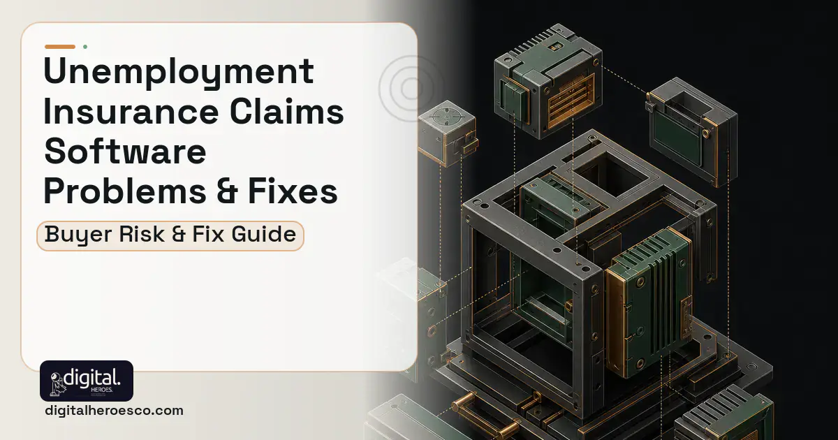 Unemployment Insurance Claims Software software overview illustration showing common problems and fixes.
