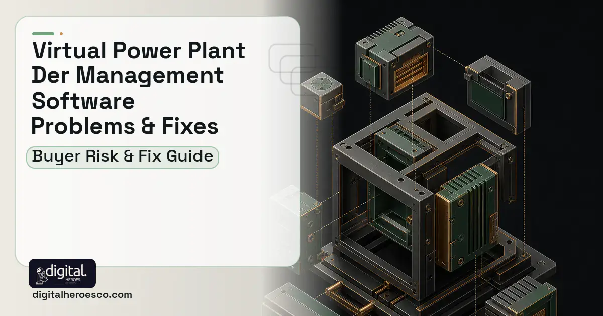 Virtual Power Plant DER Management Software software overview illustration showing common problems and fixes.
