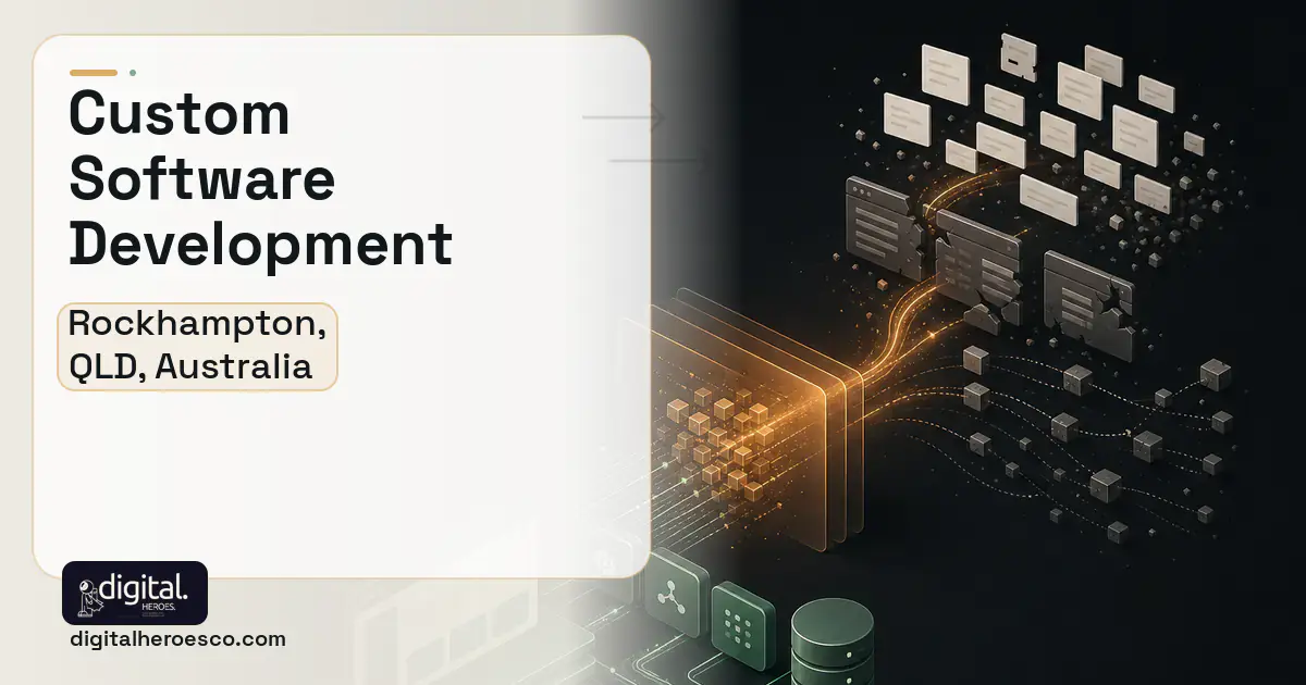 Custom Software Development workflow illustration for Rockhampton, QLD, Australia.