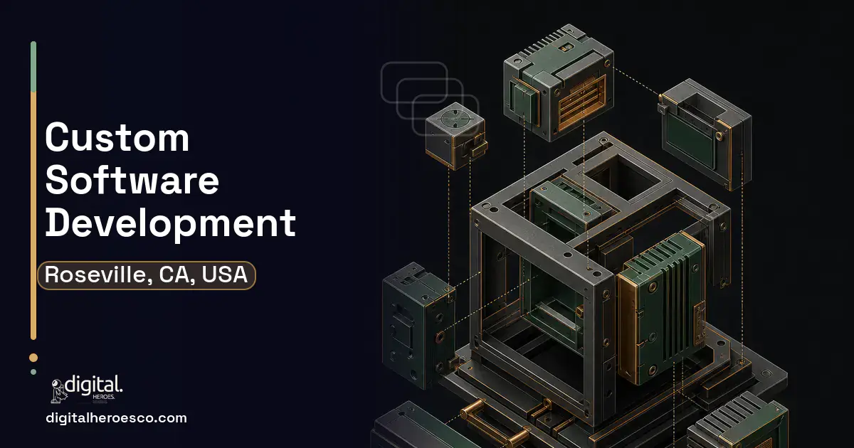 Custom Software Development software overview illustration for Roseville, CA, USA.