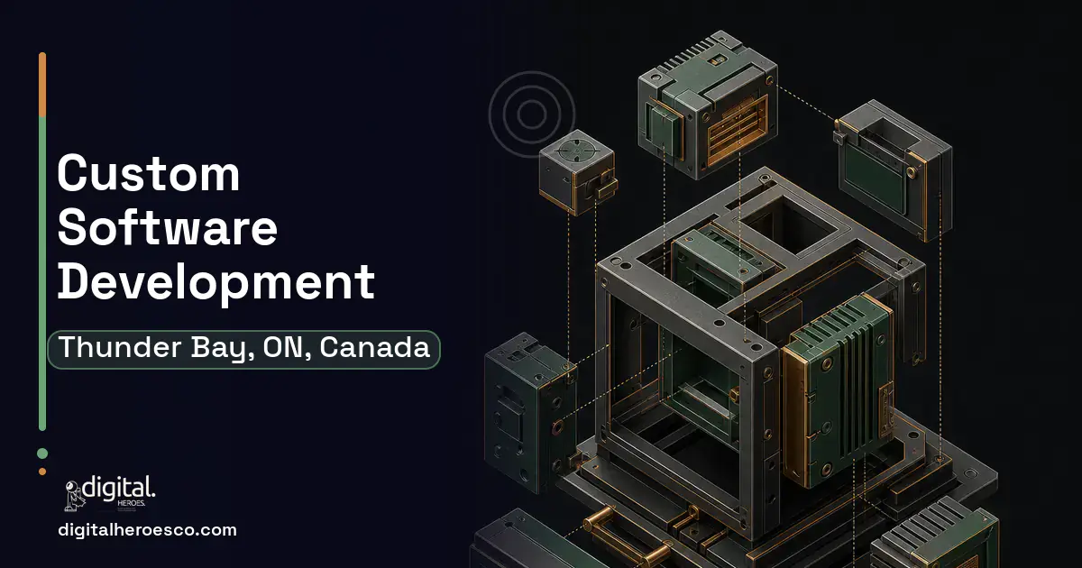 Custom Software Development software overview illustration for Thunder Bay, ON, Canada.