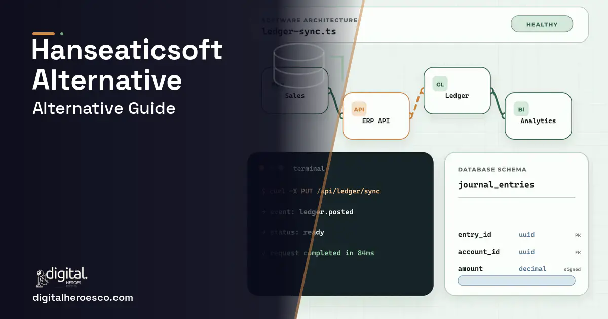 ERP Development architecture and database illustration for Hanseaticsoft Cloud Fleet Manager Alternatives.
