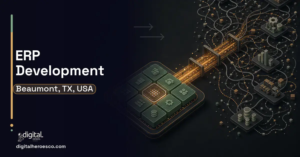ERP Development workflow illustration for Beaumont, TX, USA.