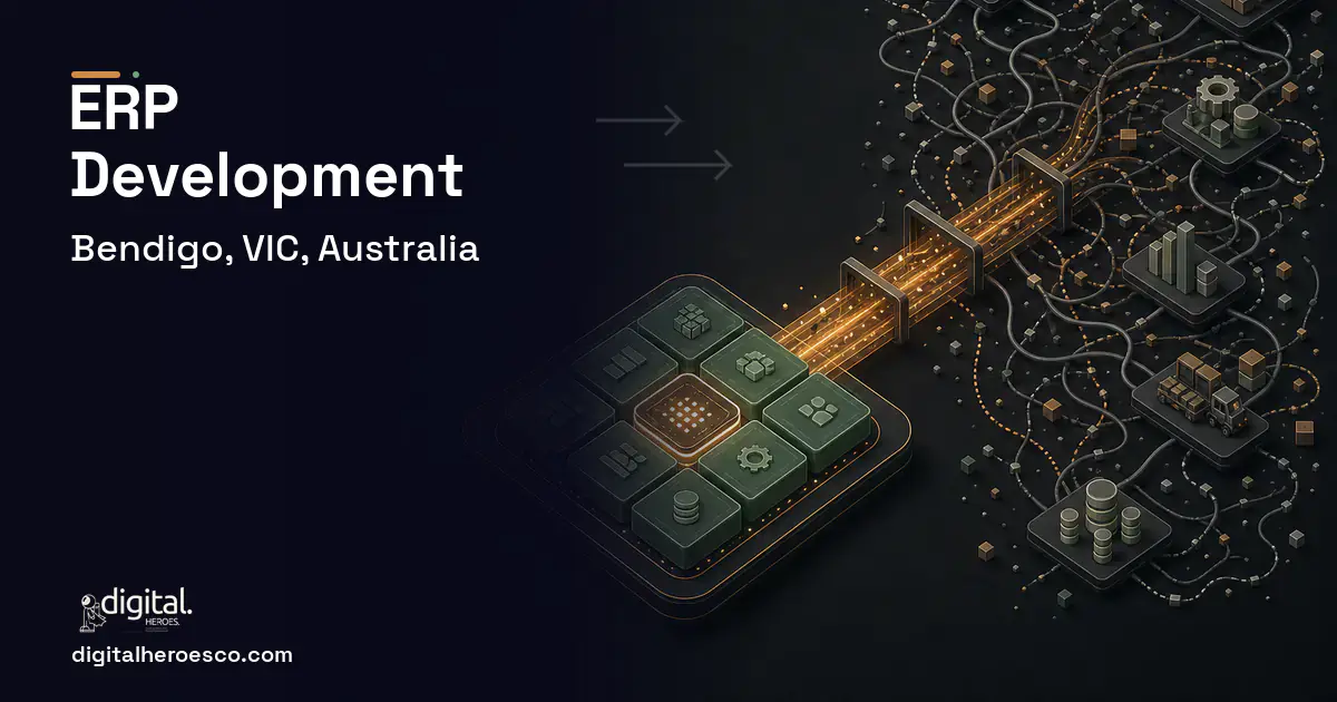 ERP Development workflow illustration for Bendigo, VIC, Australia.