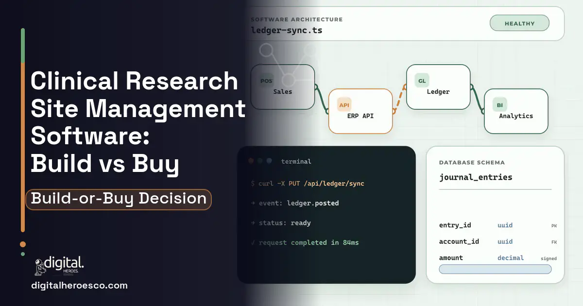 ERP architecture and database illustration for Clinical Research Site Management Software Build vs Buy Guide.