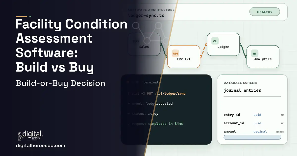 ERP Development architecture and database illustration for Facility Condition Assessment Software Build vs Buy Guide.