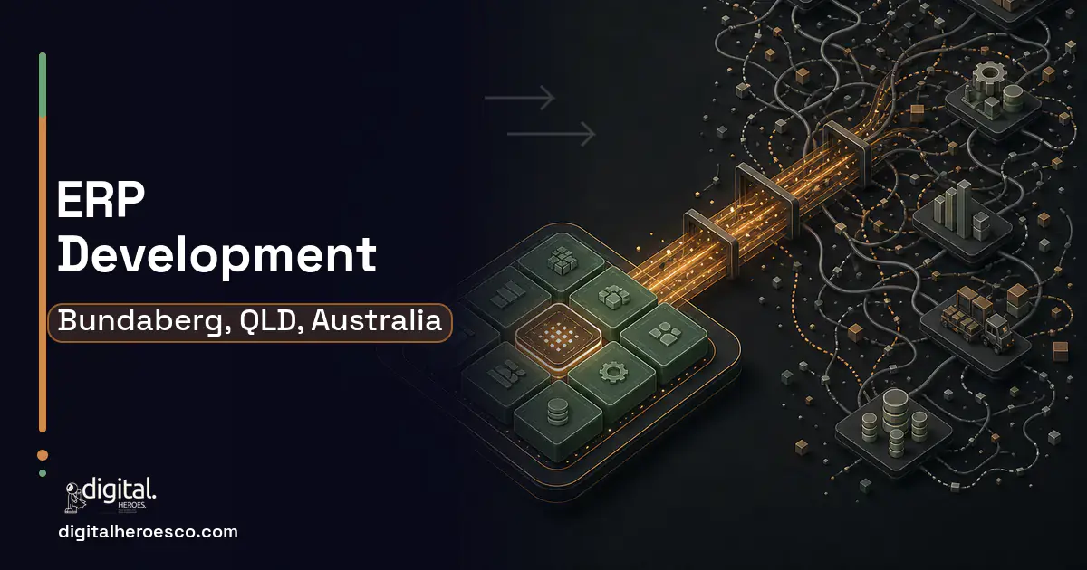 ERP Development workflow illustration for Bundaberg, QLD, Australia.