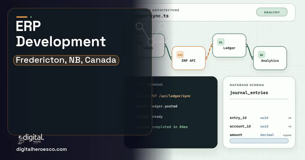 ERP Development architecture and database illustration for Fredericton, NB, Canada.