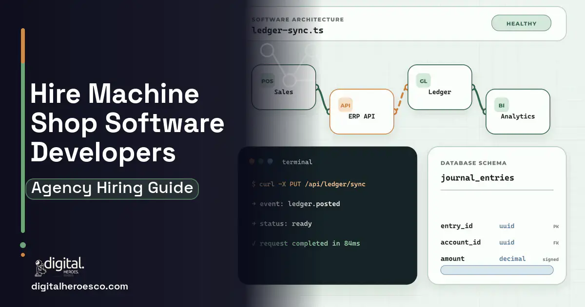 ERP Development architecture and database illustration for How to Hire a Machine Shop Software Development Company.