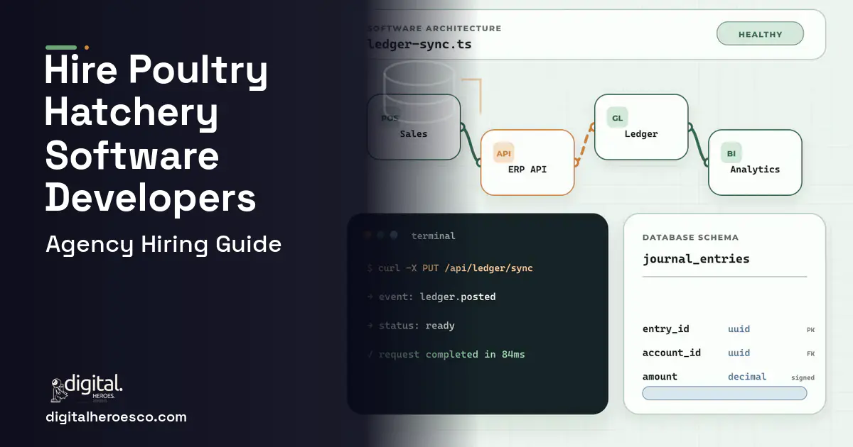 ERP Development architecture and database illustration for How to Hire a Poultry Hatchery Software Development Company.