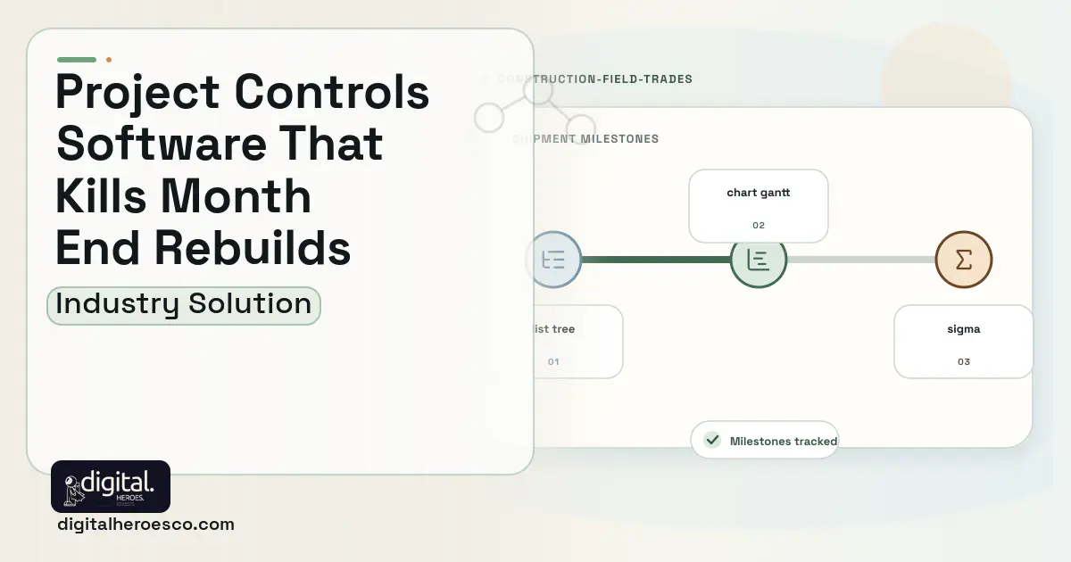 Construction Project Controls software visual showing chart gantt, list tree, and sigma.