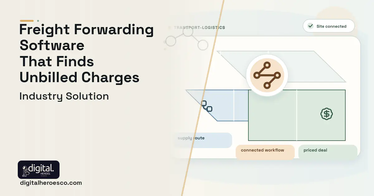 Freight Forwarder Management software visual showing supply route, connected workflow, and priced deal.