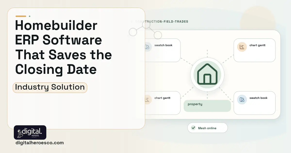 Production Homebuilder ERP software visual showing property, swatch book, and chart gantt.
