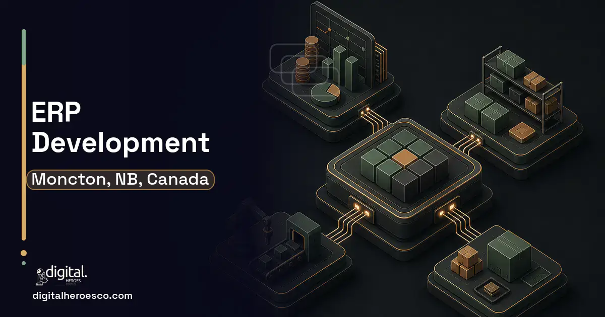 ERP Development software overview illustration for Moncton, NB, Canada.