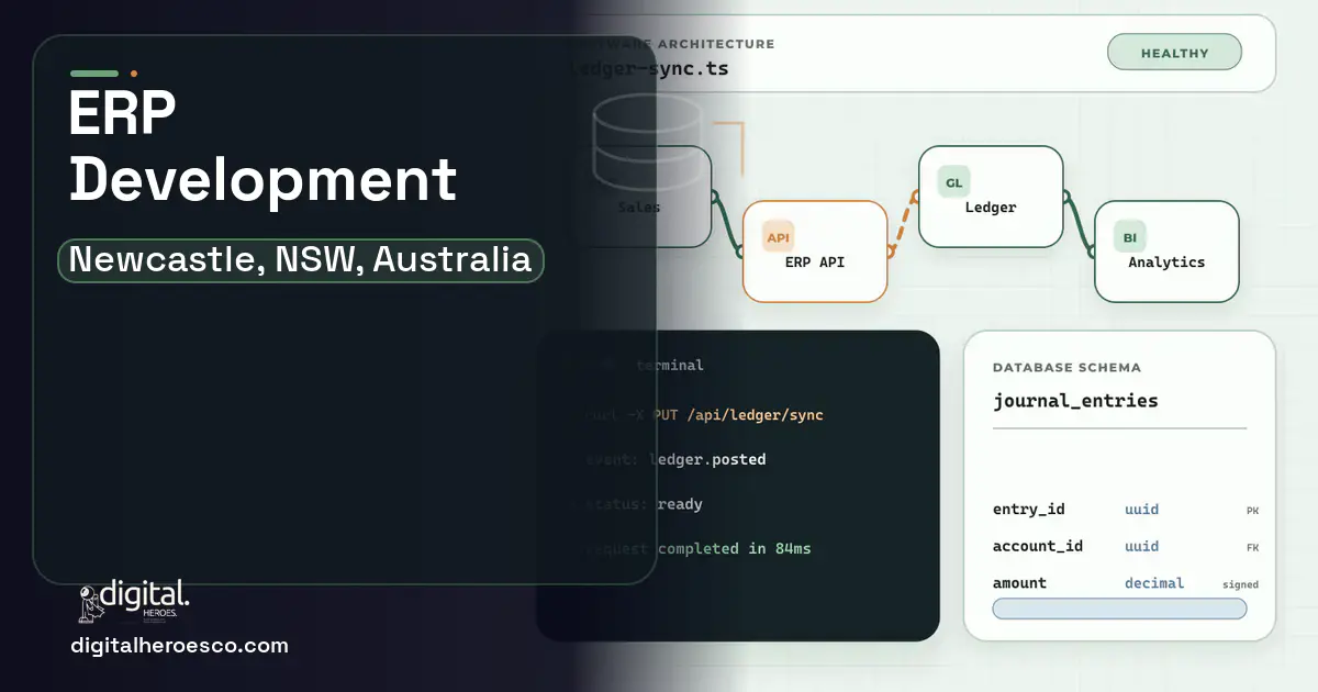 ERP Development architecture and database illustration for Newcastle, NSW, Australia.