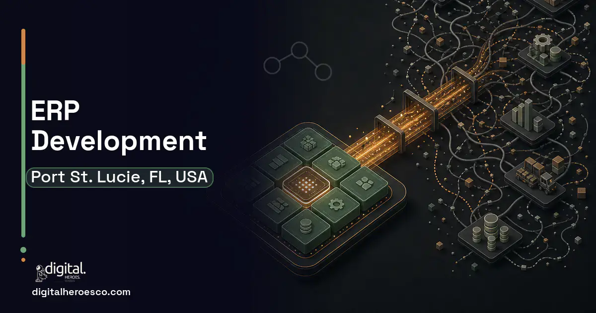 ERP Development workflow illustration for Port St. Lucie, FL, USA.