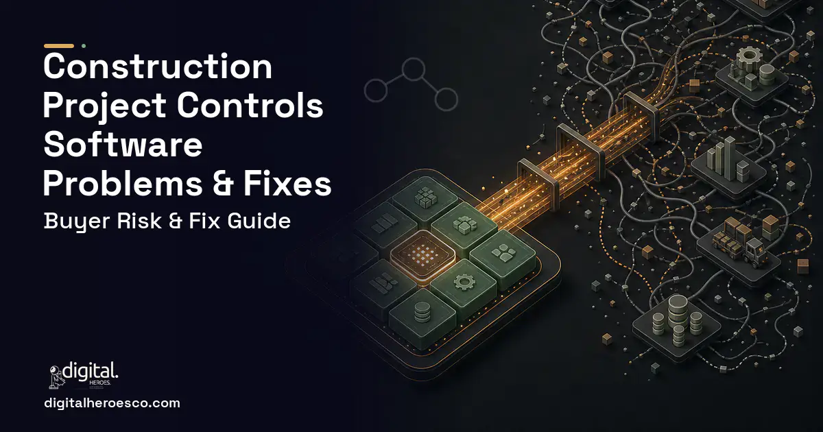Construction Project Controls Software workflow illustration showing common problems and fixes.