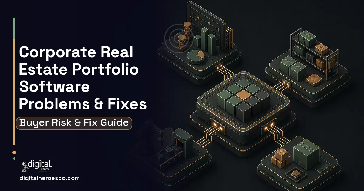 Corporate Real Estate Portfolio Software software overview illustration showing common problems and fixes.