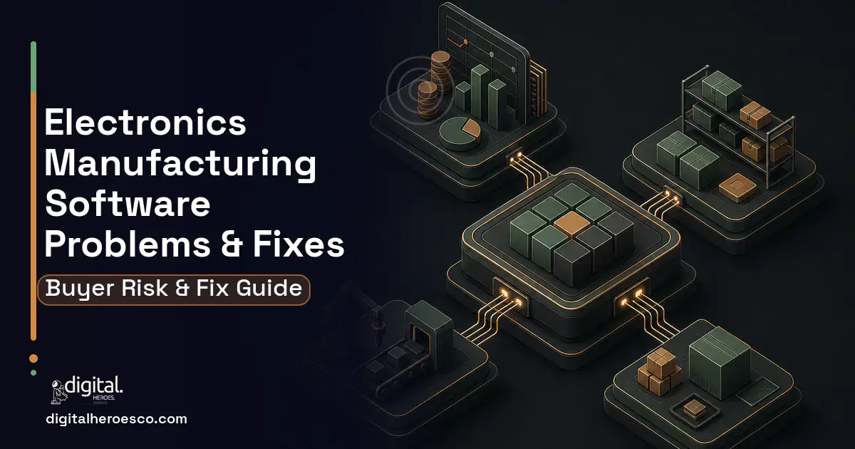 Electronics Manufacturing Software software overview illustration showing common problems and fixes.
