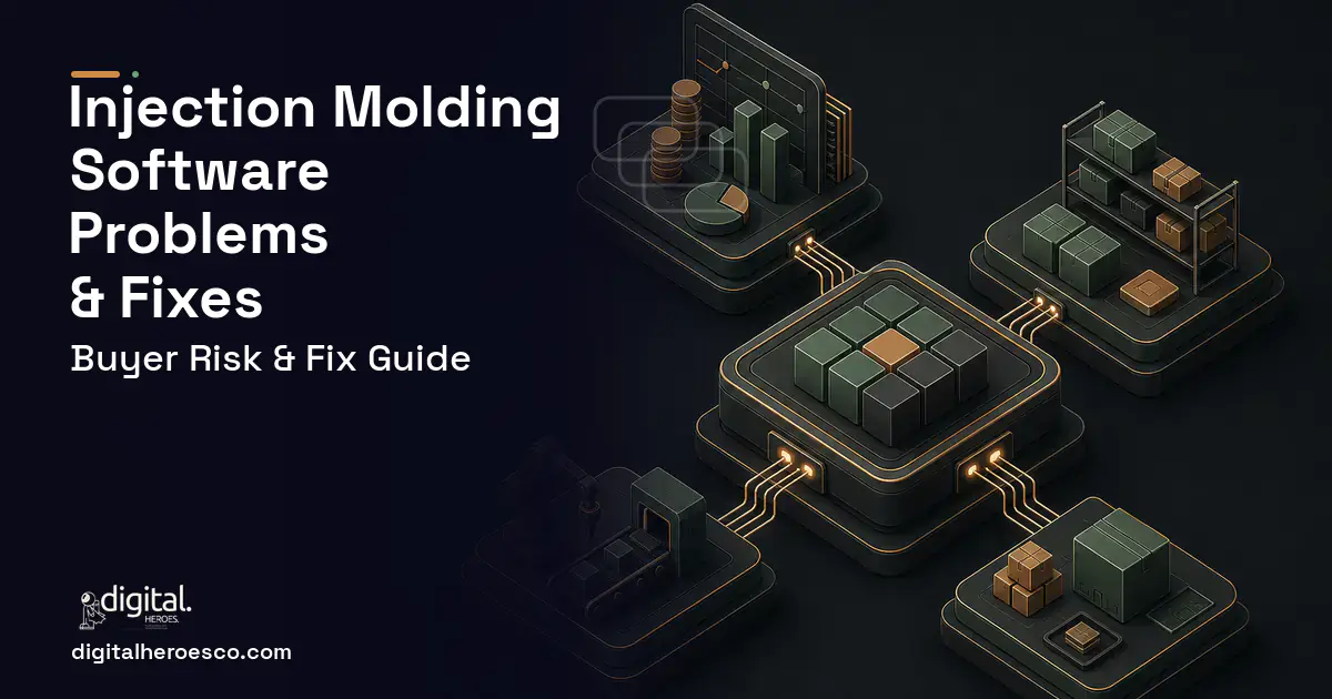 Injection Molding Software software overview illustration showing common problems and fixes.