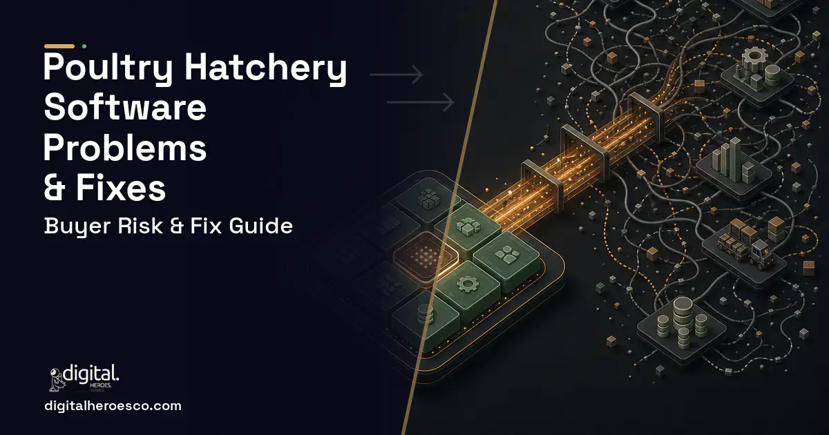 Poultry Hatchery Software workflow illustration showing common problems and fixes.