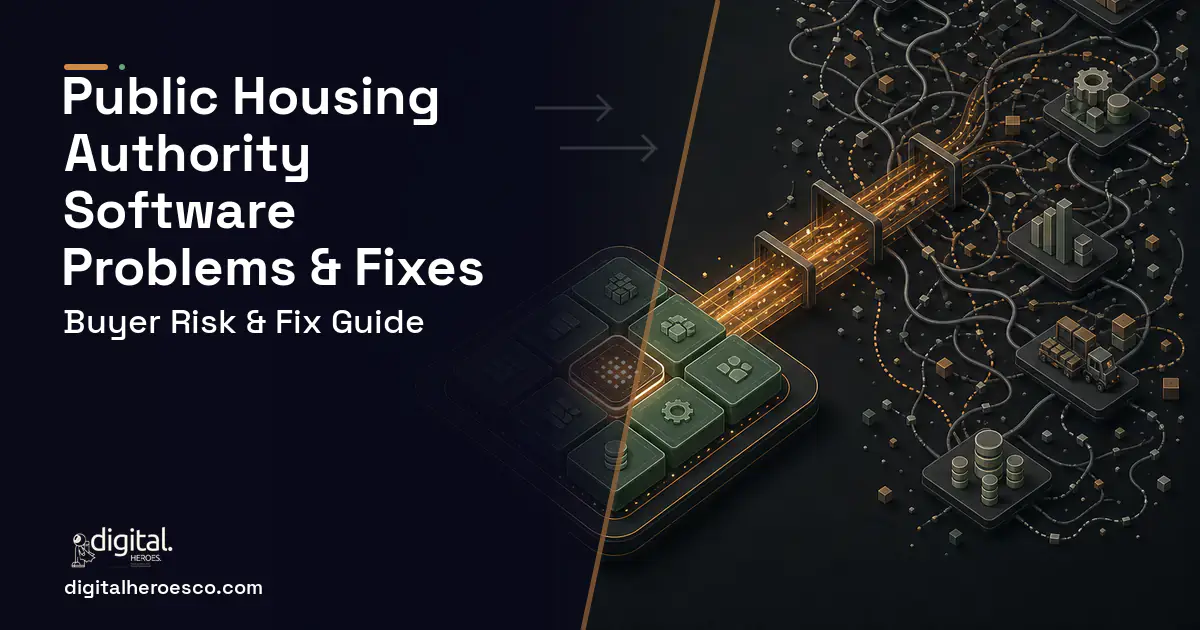 Public Housing Authority Software workflow illustration showing common problems and fixes.