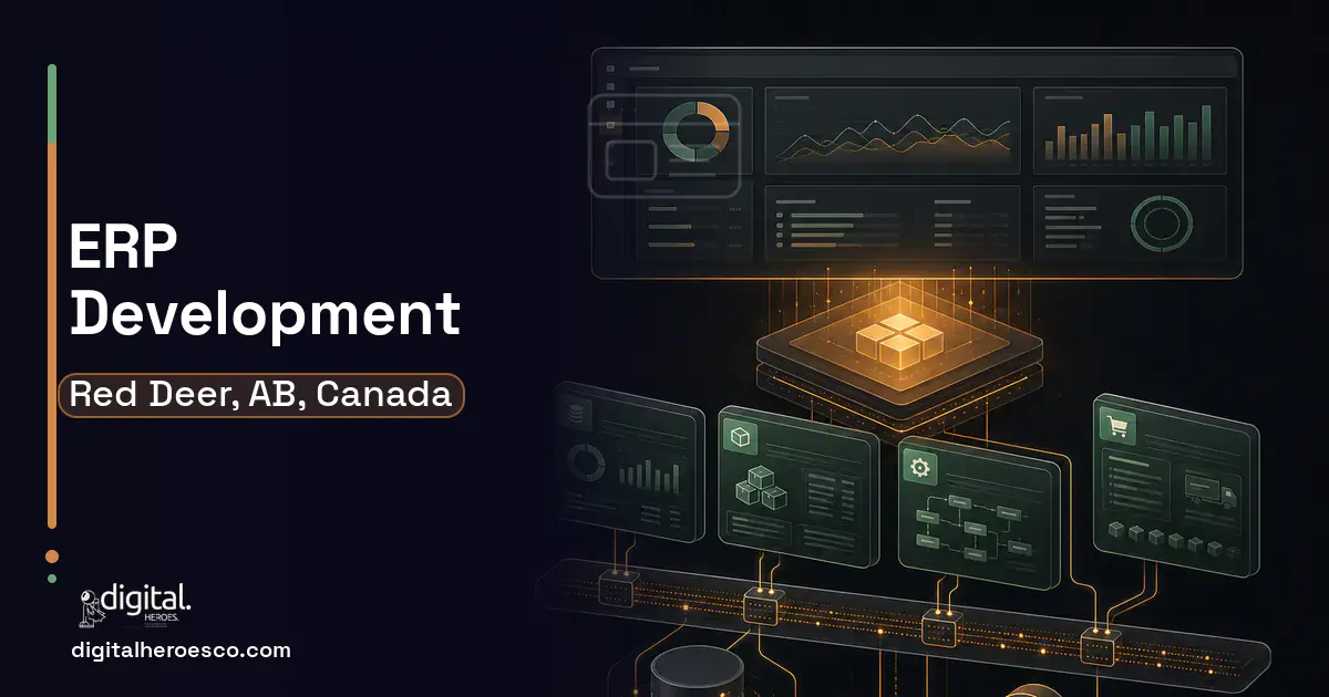 ERP Development product interface illustration for Red Deer, AB, Canada.