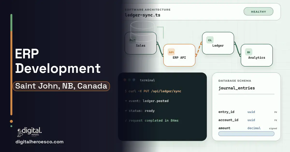 ERP Development architecture and database illustration for Saint John, NB, Canada.
