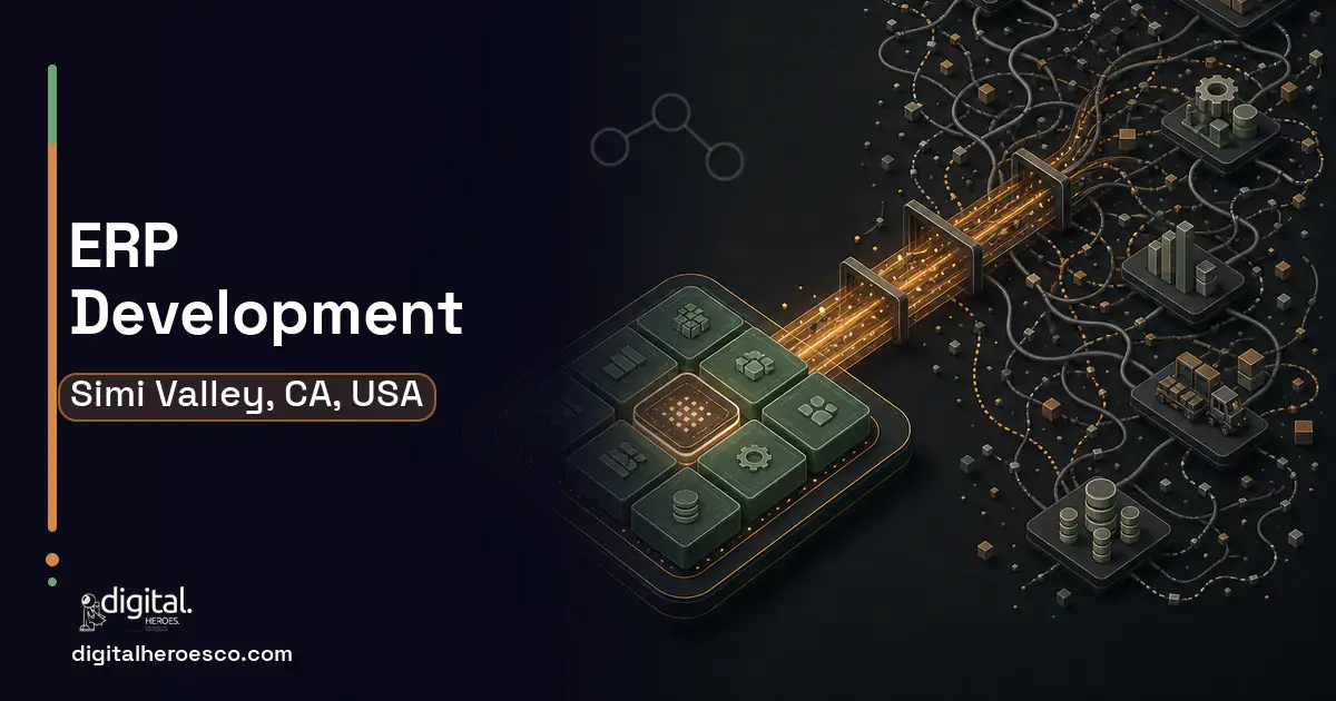 ERP Development workflow illustration for Simi Valley, CA, USA.