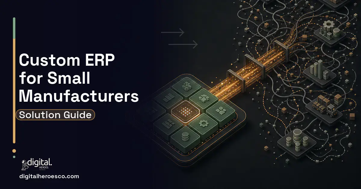ERP Development workflow illustration for Custom ERP for Small Manufacturers.