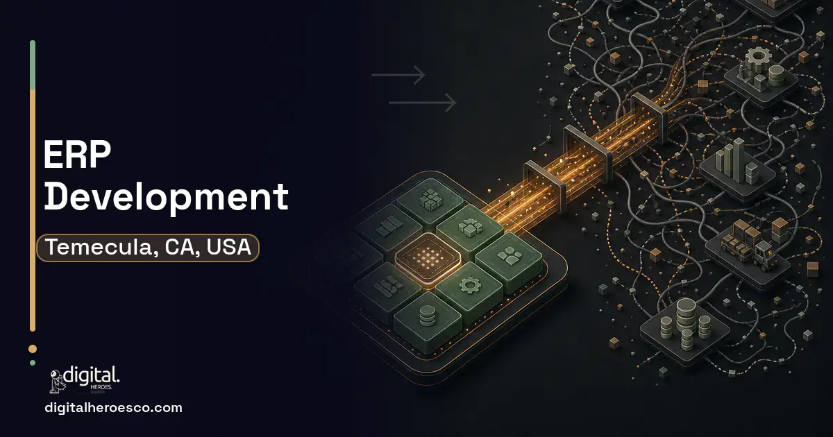 ERP Development workflow illustration for Temecula, CA, USA.