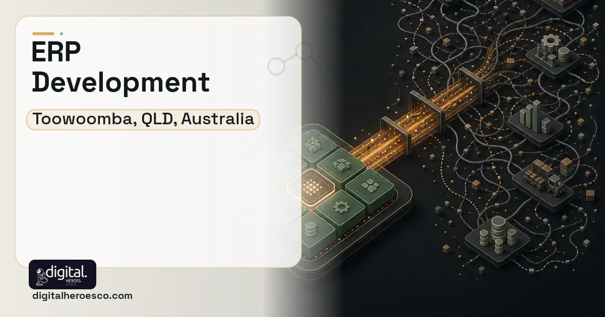 ERP Development workflow illustration for Toowoomba, QLD, Australia.
