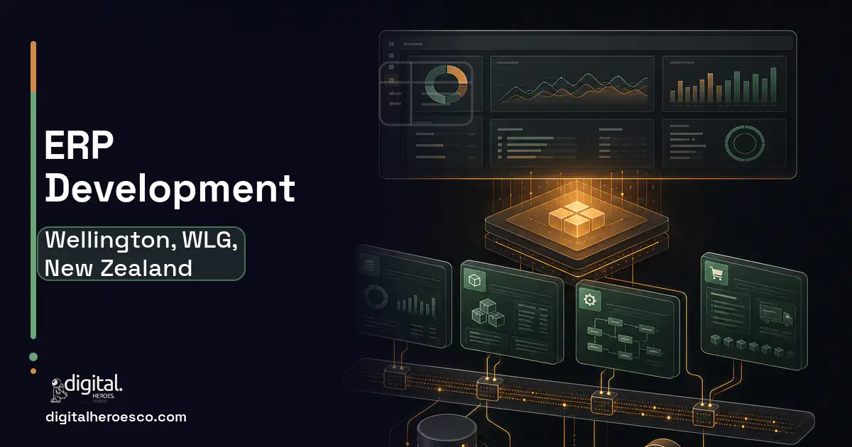 ERP Development product interface illustration for Wellington, WLG, New Zealand.