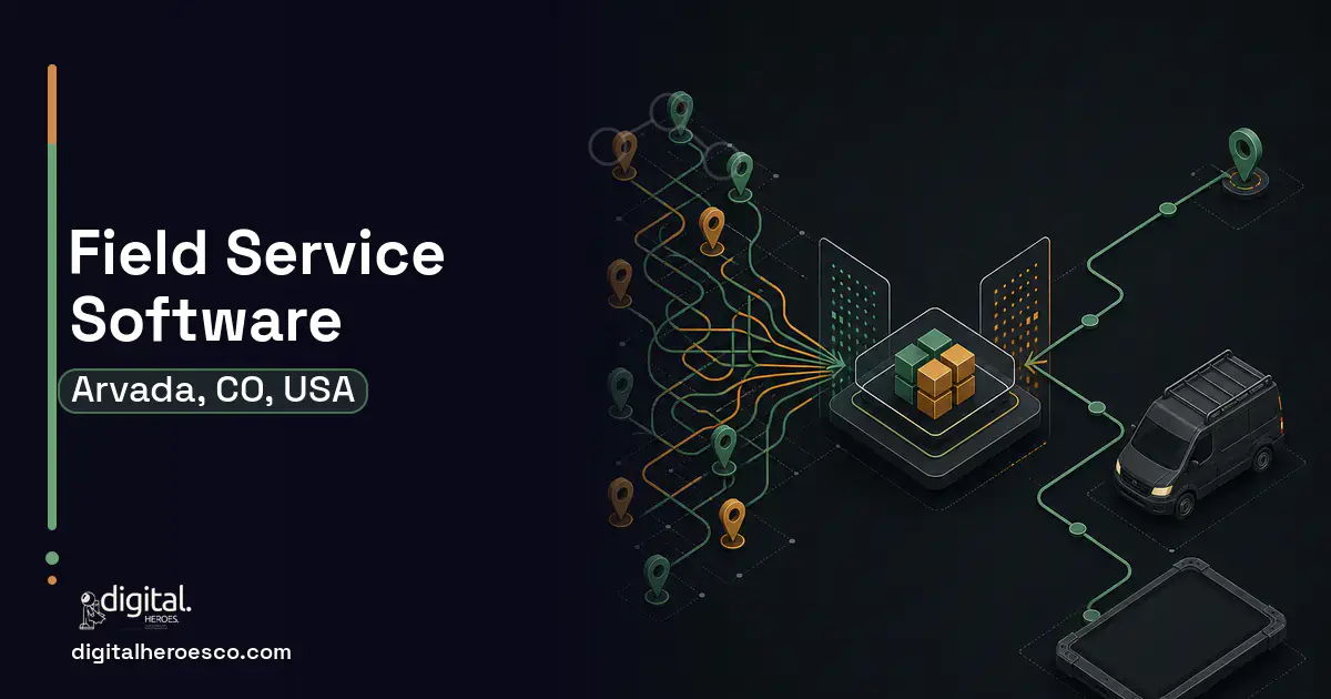 Field Service Software workflow illustration for Arvada, CO, USA.
