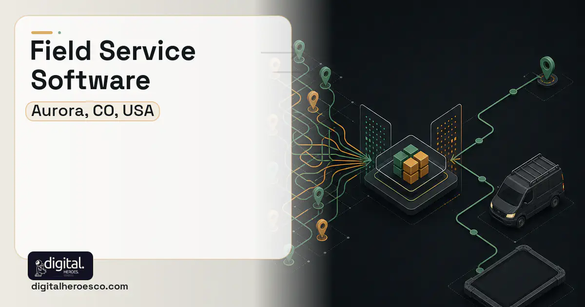 Field Service Software workflow illustration for Aurora, CO, USA.