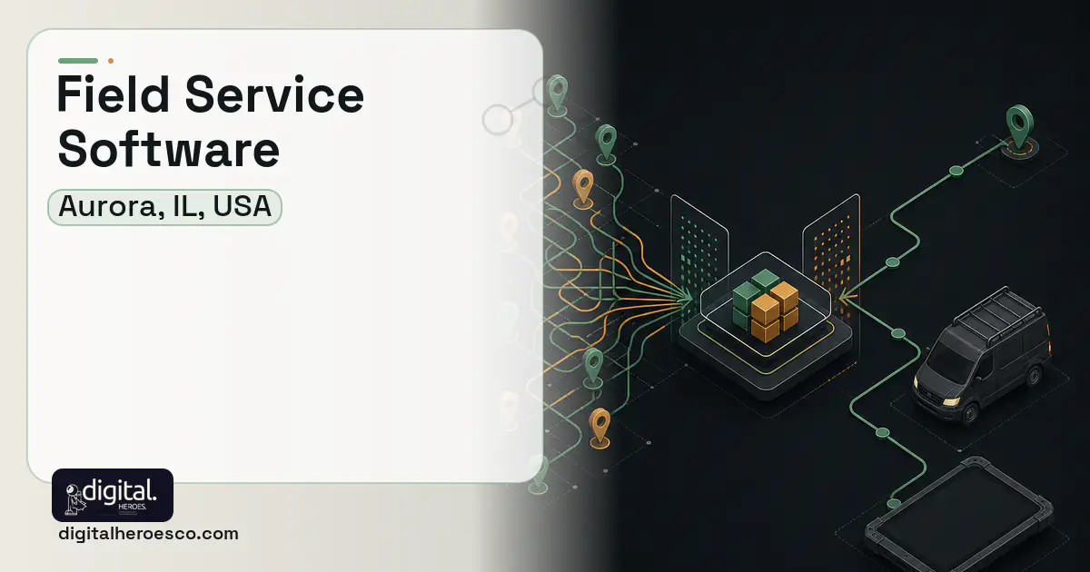 Field Service Software workflow illustration for Aurora, IL, USA.