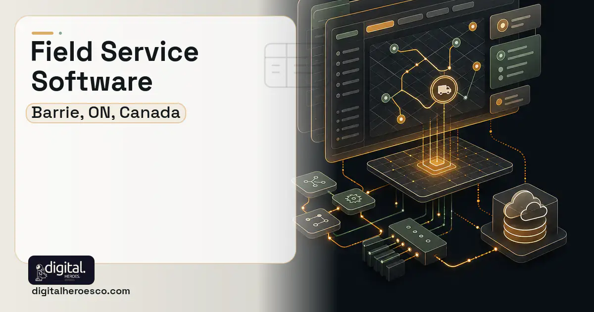 Field Service Software product interface illustration for Barrie, ON, Canada.