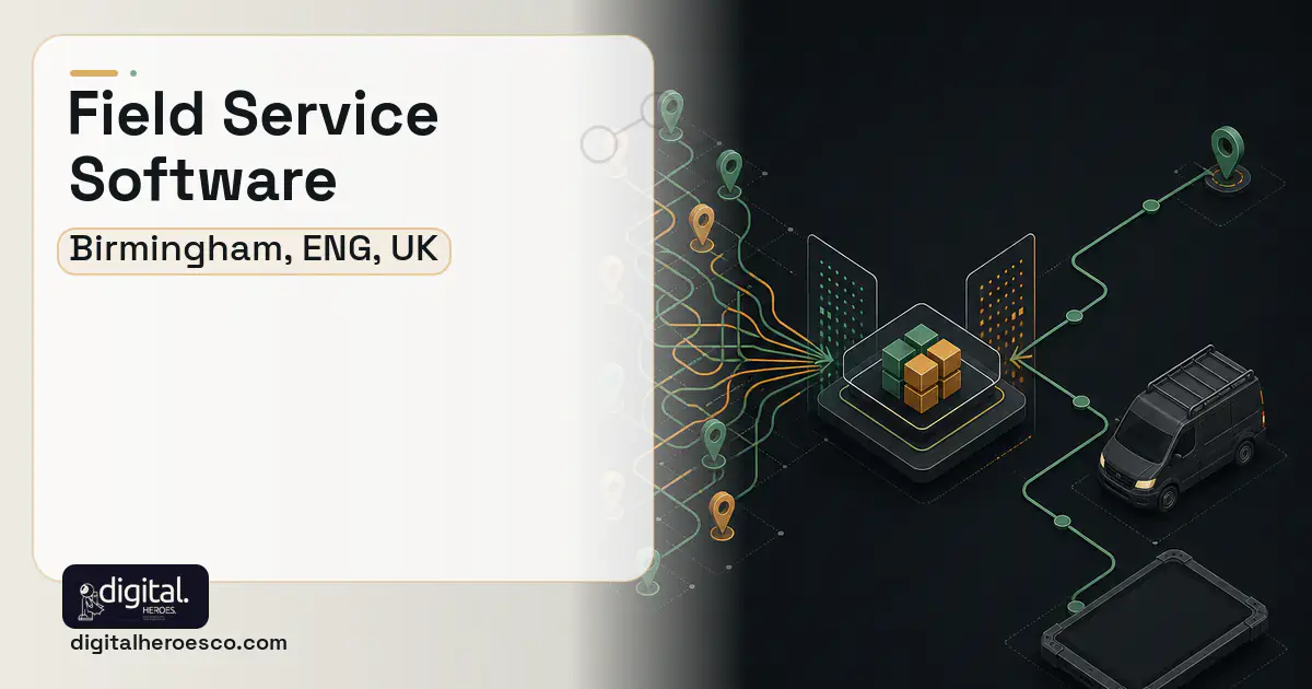 Field Service Software workflow illustration for Birmingham, ENG, UK.