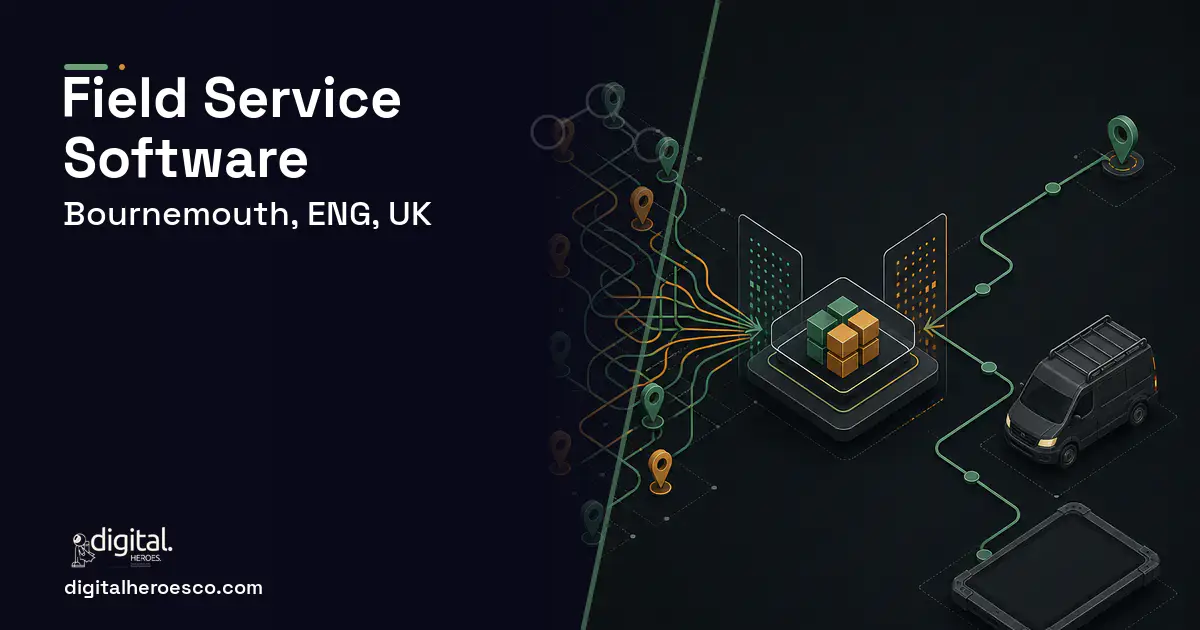 Field Service Software workflow illustration for Bournemouth, ENG, UK.